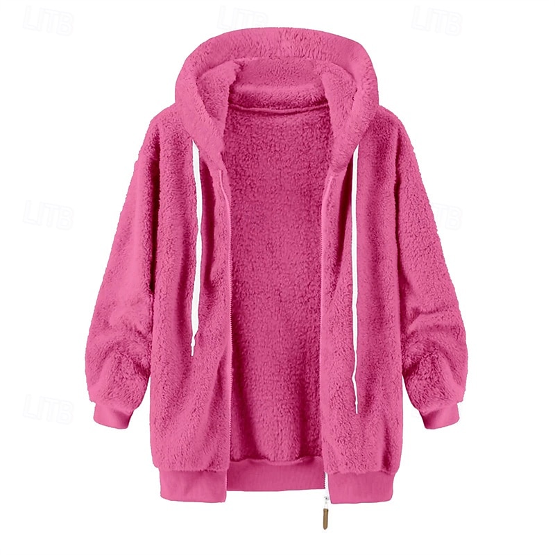 Dam Vardaglig jacka Bekväm Andningsfunktion Dragkedja Ficka Ledigt Slät Semester Gata Ledigt Dagliga kläder Dragkedja Kort Huva Lös passning Långärmad Ytterkläder Ljusrosa Rodnande Rosa Blå Vår Höst 2025 - $39.99 –P2