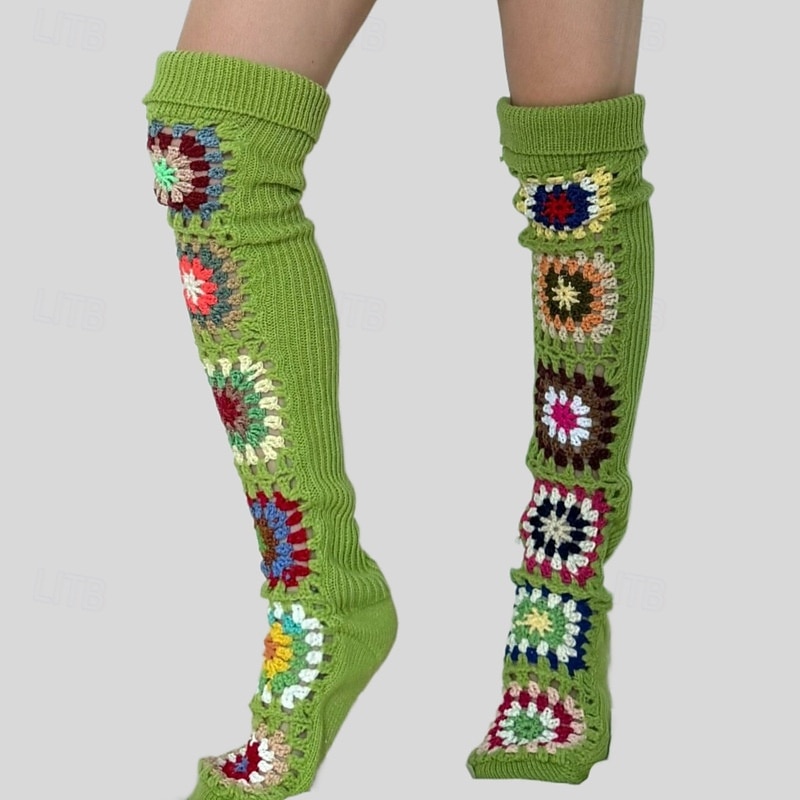 Dames Knie Hoge Sokken Kousen Buiten Feestdagen Bloem Polyesteri Basic Casual Elastisch Warm 1 paar 2026 - $19.99 –P11