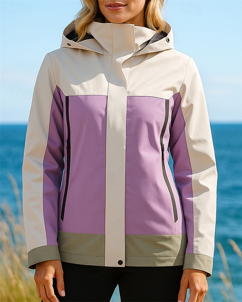 Women's Windbreaker Softshell Jacket Hiking Jacket Outdoor Waterproof Windproof Hiking Outfits Hiking Clothes Autumn / Fall Top Camping / Hiking / Caving Running Patchwork Black Yellow Army Green 2026 - $49.99 –P2