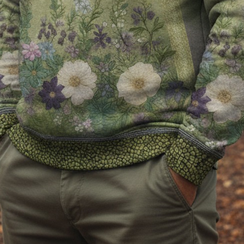 Herren Boho Paisley Damast Blumen / Pflanzen Pullover Sweatshirts Langarm Sweatshirt Rundhalsausschnitt Vintage-Retro Druck Ferien Ausgehen Festival Druck Herbst Winter 2026 - $28.99 –P3