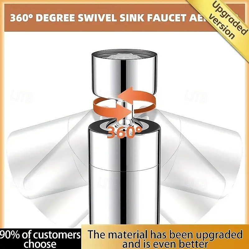 Aérateur de robinet anti-éclaboussures à 360° pour cuisine et salle de bain – rallonge de débit d'eau rotative avec deux modes de jet, moussant, installation facile de 2025 ? $8.99 –P6