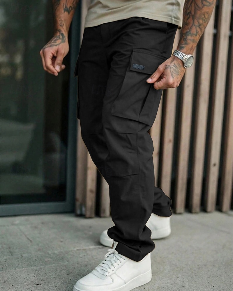 Per uomo Pantaloni Cargo Pantaloni Multi-tasche Tasca con Patta Semplice Indossabile All'aperto Quotidiano Campeggio & Escursionismo Moda Classico Nero Verde militare del 2025 a $22.99 –P4