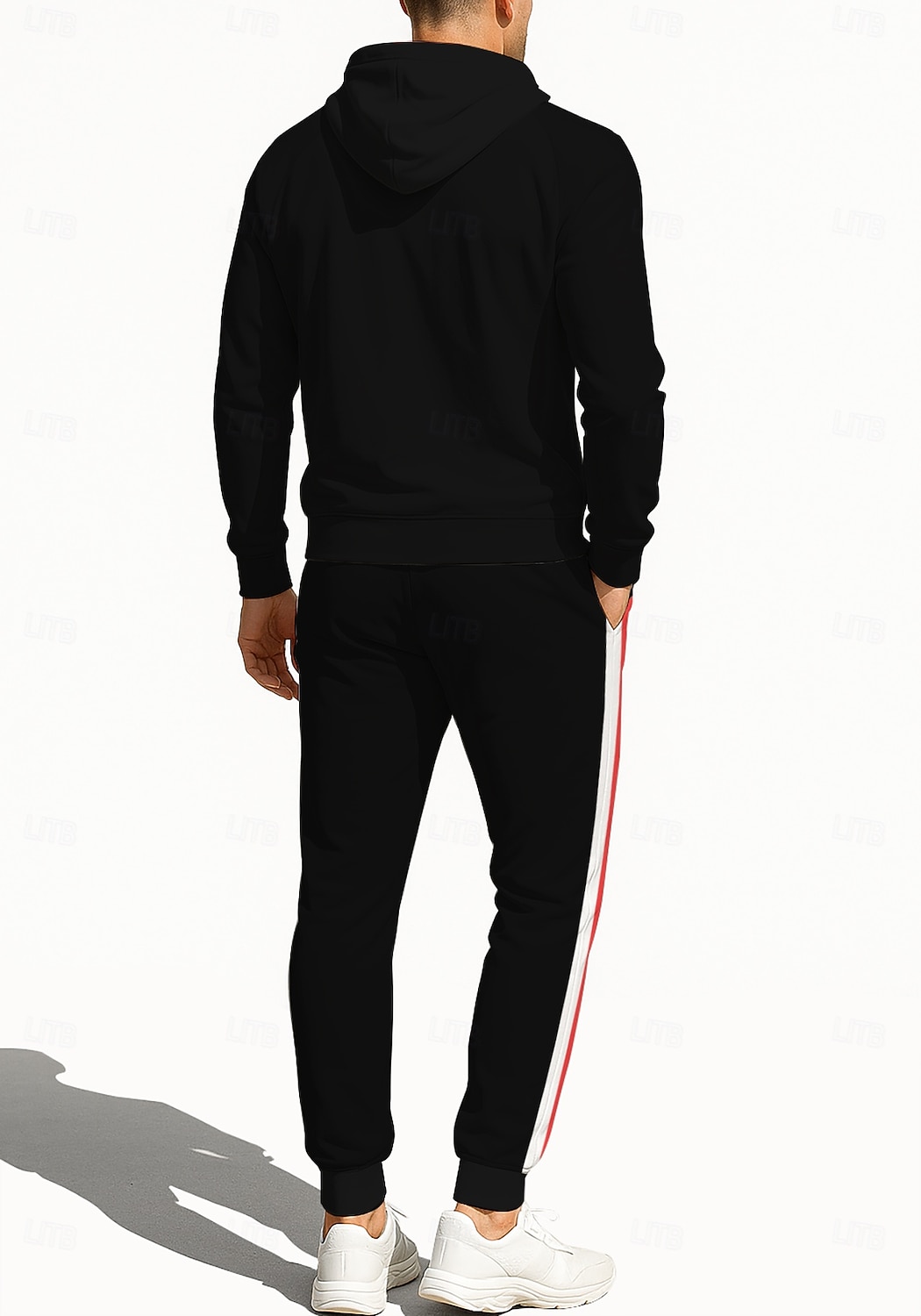 Hombre Sudadera Tracksuit Sudadera con cremallera Correa Bolsillos Geométrico Pantalones Sudadera Sudadera con capucha y Pantalones Otoño Rojo / negro Entrenamiento de gimnasio Casual Baloncesto 2025 - $41.99 –P2