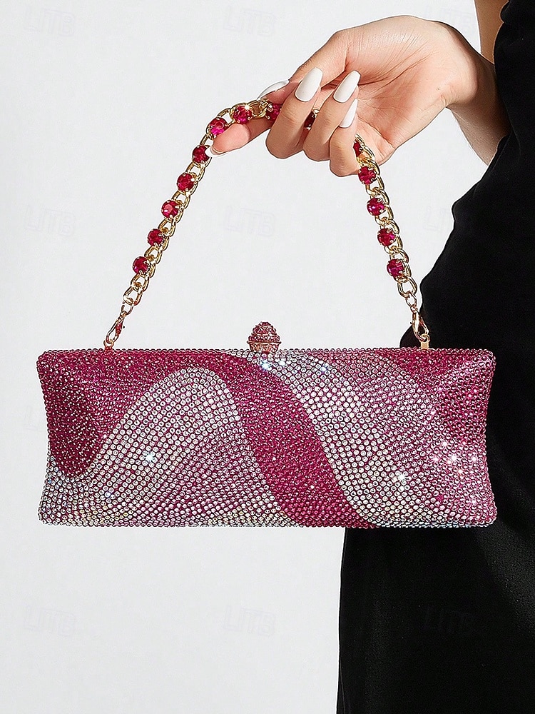 pochette da sera in cristallo da donna con tracolla a catena, borsa di lusso con strass in opzioni multicolore, elegante borsa per matrimoni, cocktail party ed eventi formali del 2026 a $46.99 –P10