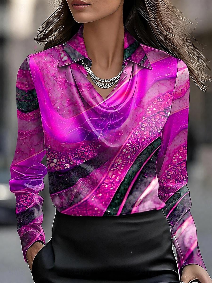 Γυναικεία Πουκάμισα Φόρεμα Επίσημα Tops Επίσημο Πουκάμισο Γραφικό Γεωμετρικό Αφηρημένο Elegant Στυλάτο Καθημερινό Μακρύ Μανίκι Ζακέτα Εργασία Πάρτι Βραδινά Ρούχα Καθημερινά Συσκευασμένα Ριχτά Κόκκινο 2026 - $32.99 –P4