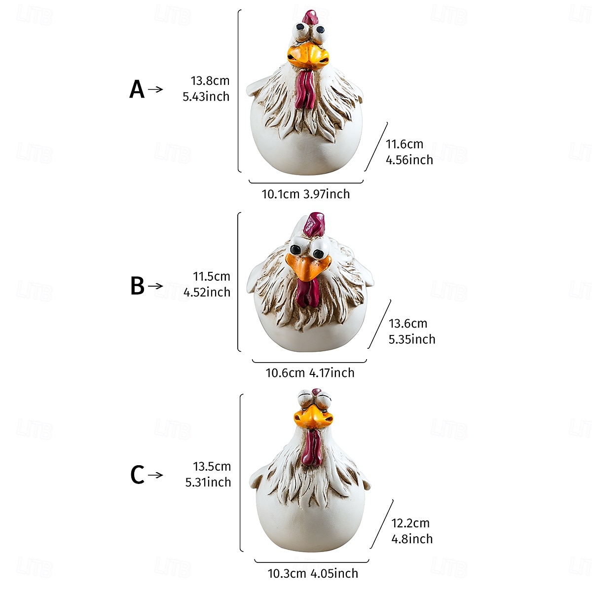 hauska valkoinen kana-aitakoriste – söpö &omituinen ilme puutarhakoriste, vedenpitävä hartsikanahahmo pihalle, terassille, maatilan aidan koristeluun 2026 - $6.99 –P2