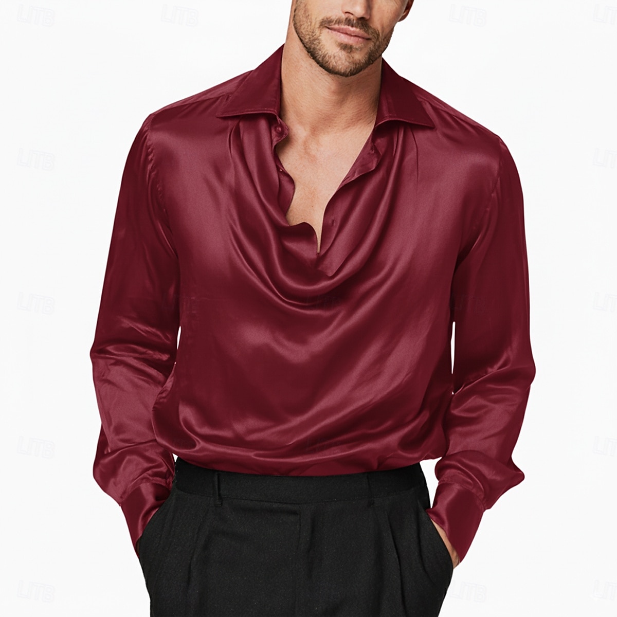 Per uomo Camicia Camicia in raso Camicia elegante Camicia casual Camicia con Bottoni Camicia da Ballo Semplice Formale Matrimonio Nero Bianco Vino Blu marino Manica Lunga Scollo a Cascata Tutte le del 2025 a $23.99 –P7