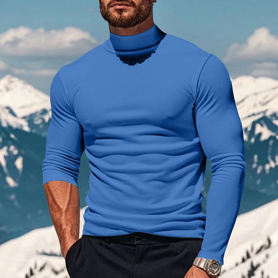 Férfi Pamut póló Tee Top Hosszú ujjú ing Gúnyos garbó Hosszú ujj Körgallér Halom nyak Tél Tavasz & Ősz Tömör szín Napi Alkalmi Utcai stílus Magasnyakú Sima Hétköznapi Napi Szabadtéri Fekete Fehér 2026 - $18.99 –P7