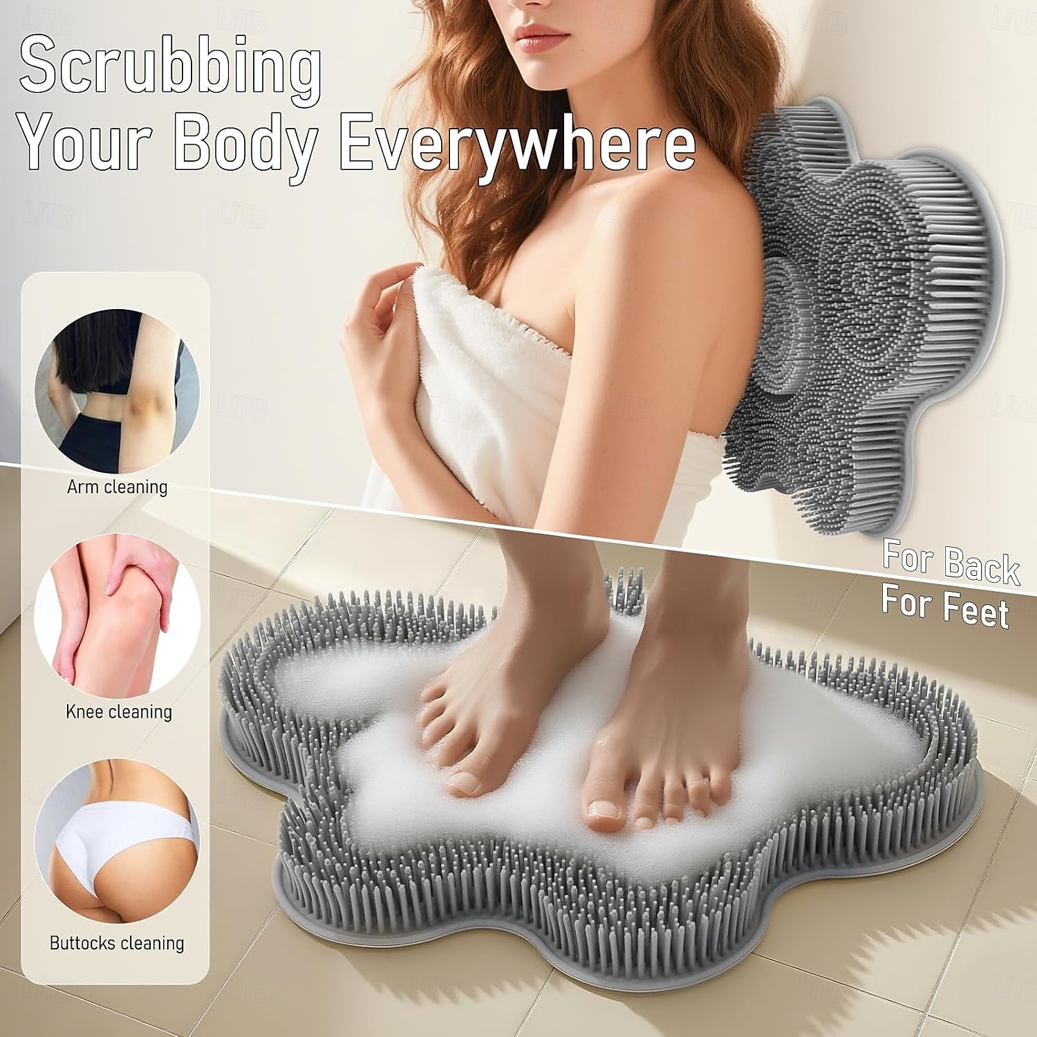 Tappetino per la pulizia dei piedi da doccia, in silicone, detergente esfoliante per la schiena, tappetino per la pulizia dei piedi con ventose per la parete antiscivolo - dita dei piedi che prudono, del 2026 a $22.99 –P6