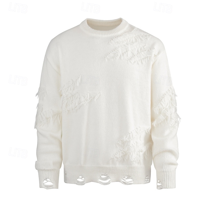 Herren Pullover Strickpullover Gerippt Stricken Normale Oberteile Gestrickt Zerrissen Einfach Rundhalsausschnitt Mode Basic Urlaub Alltagskleidung Bekleidung Herbst Winter Schwarz Khaki M L XL 2026 - $47.99 –P3