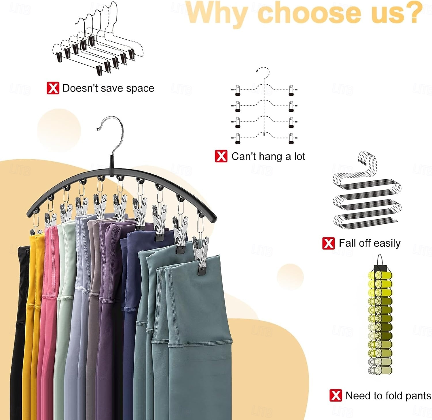 2/4 Pack Legging Organizer for Closet Metal Yoga Pants Hangers 10 Clips Holds 20 Leggings, Space Saving Hanging Closet Organizer w/Rubber Coated Closet Organizers and Storage, Pink 2026 - $17.49 –P1