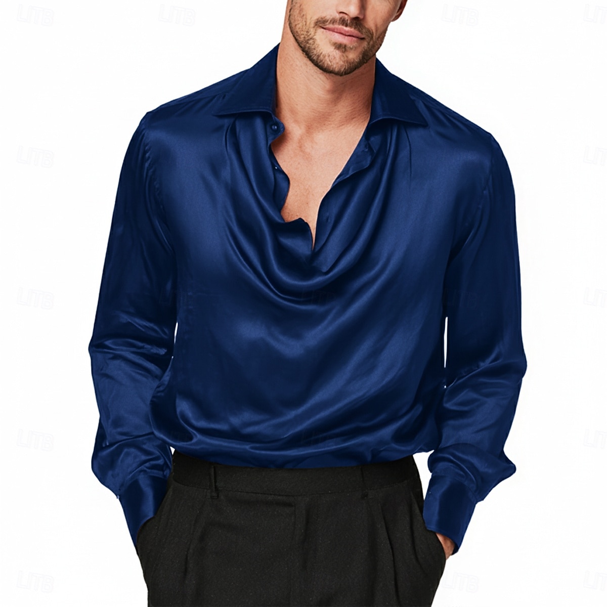 Per uomo Camicia Camicia in raso Camicia elegante Camicia casual Camicia con Bottoni Camicia da Ballo Semplice Formale Matrimonio Nero Bianco Vino Blu marino Manica Lunga Scollo a Cascata Tutte le del 2025 a $23.99 –P6