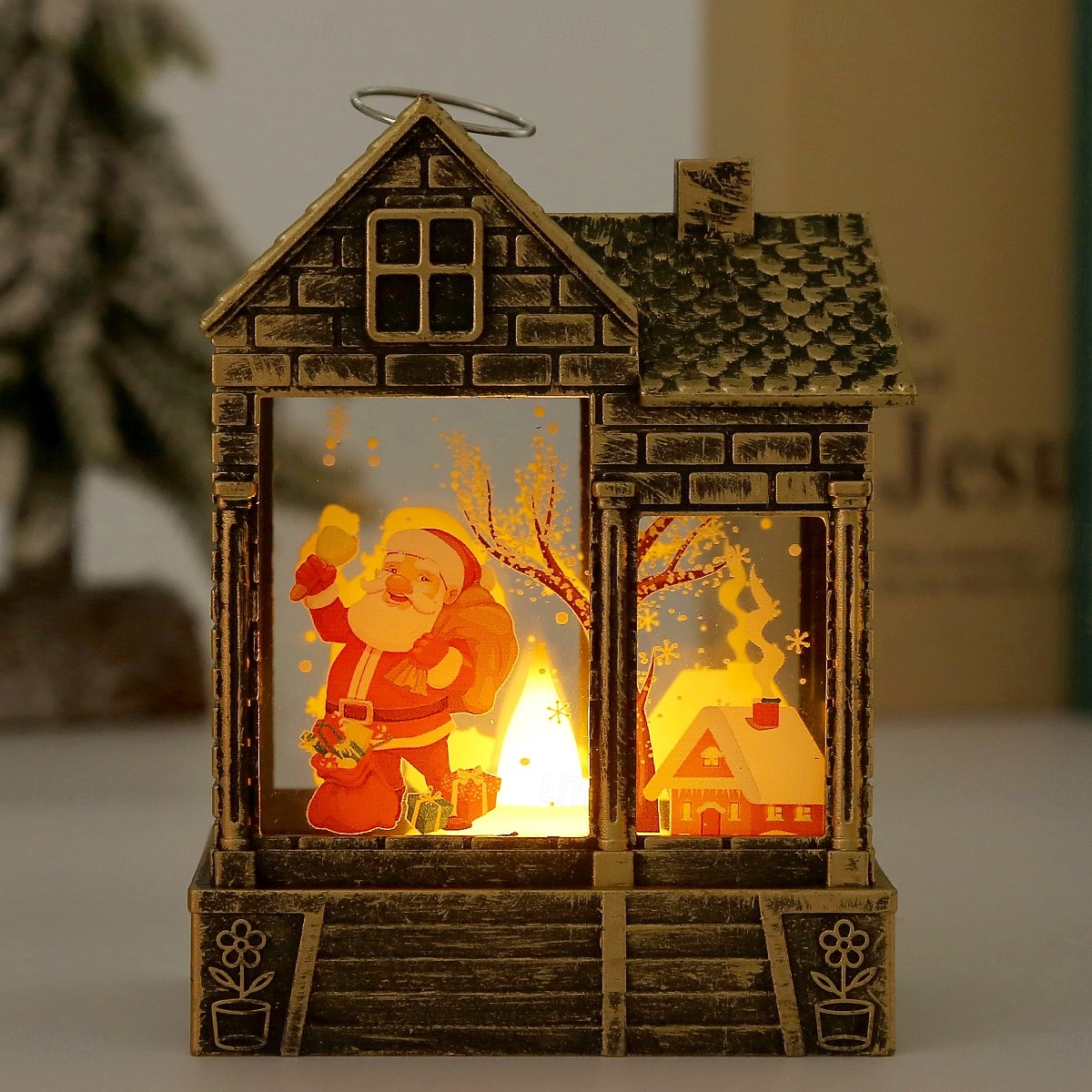 1 Pc 12.2 * 8.9CM Christmas retro small house shaped LED electronic candle night light desktop Christmas style ornament light LR1130 * 3 battery 2025 - $3.49 –P6