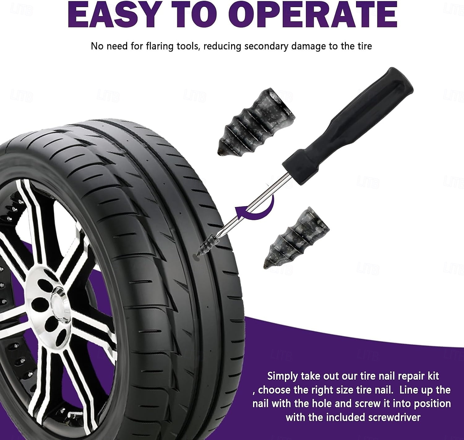 100 db gumiabroncs javító gumiszeg, gumiabroncs javító gumicsavarok fekete színben, gumiabroncs csavardugó, gyorsszerszám önkiszolgáló gumiabroncs javító szeg autó motorkerékpár gumiabroncshoz, 2025 - $19.99 –P6