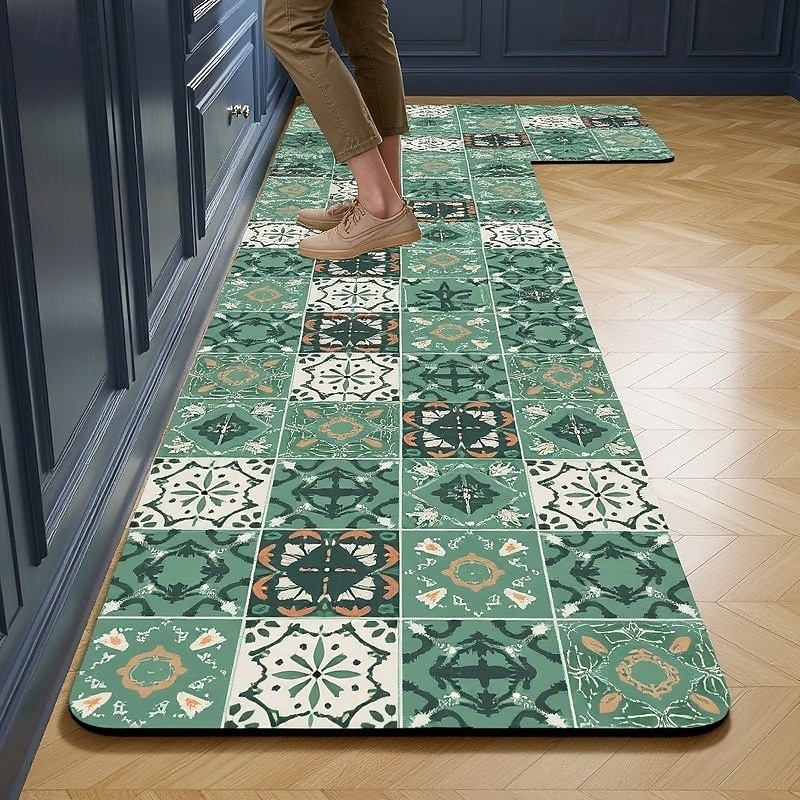 Kuchyňské běhouny, jednoduché moderní domácí kuchyňské rohožky, křemelina, savá, odolná proti olejům, rychleschnoucí, odolná proti skvrnám, snadná údržba, řezatelné, protiskluzové, koberce do vchodu, 2025 - $7.49 –P7