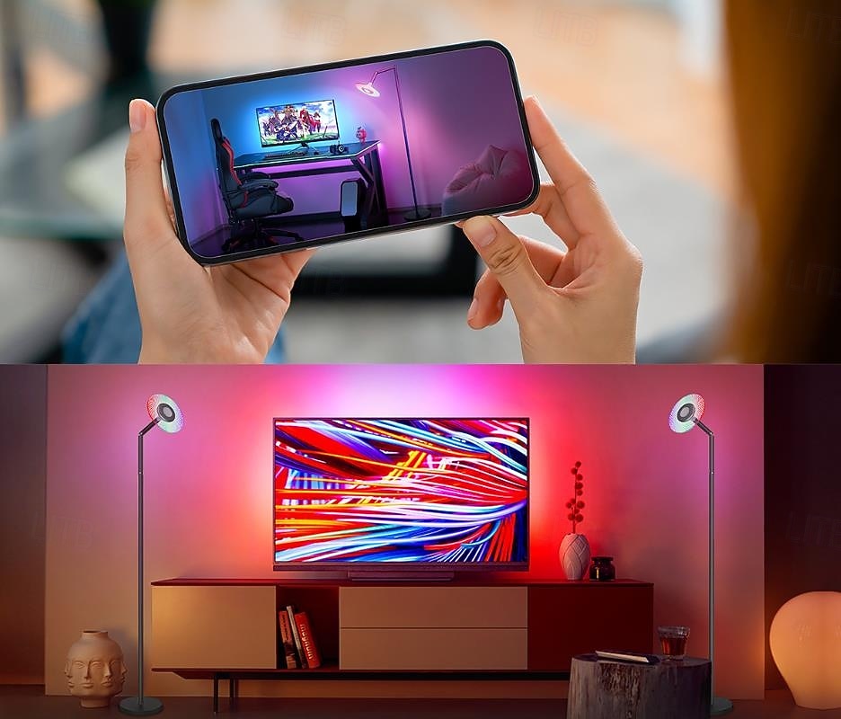 Lámpara de pie RGB para sala de estar, lámpara de pie inteligente con control remoto de aplicación para dormitorio, oficina y lectura. 2025 - $54.99 –P11