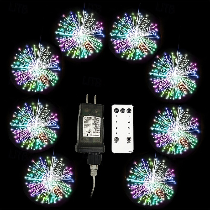 8pcs Firework Lights Christmas Decorations Starburst Total 800LEDs Copper Wire Fairy Twinkle Lights Plug in String Lights Remote Control 8 Modes Waterproof Starburst Lights for Christmas Birthday Bedroom Corridor Patio Wedding 2025 - $83.99 –P3