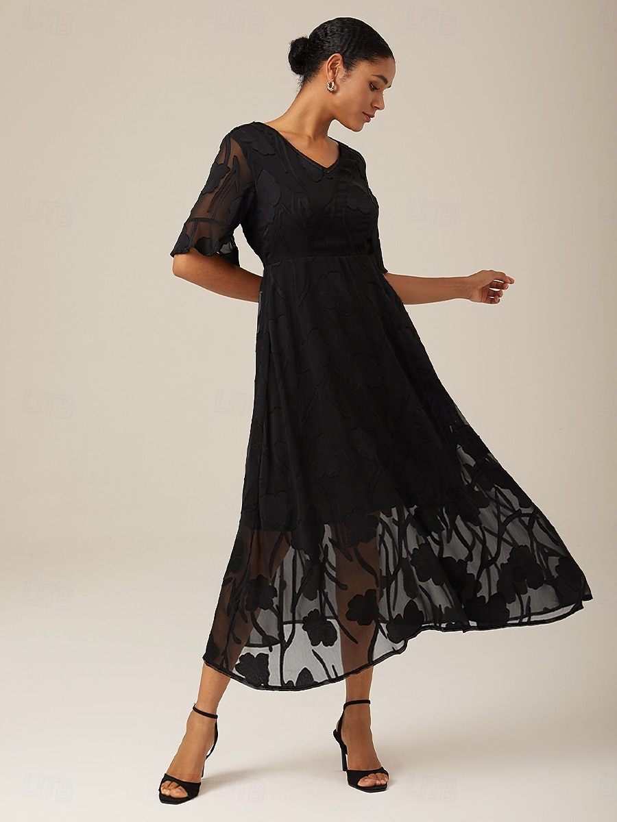 Dames Maxi-jurk Cocktail jurk Bruiloft gast jurk Semi-formele jurk A lijn jurk Elegant Werk Verjaardag Flutter mouw Bruiloft gast Cocktailparty Formele avonden Normale pasvorm Effen Kleur Effen Halve 2025 - $59.99 –P8
