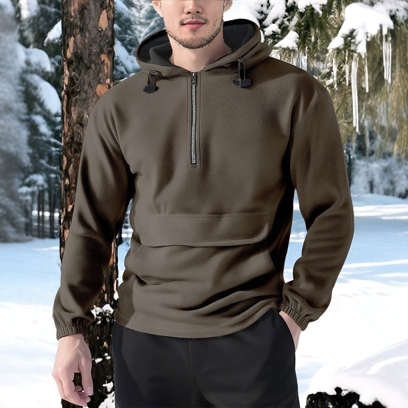 Homme Sweat à capuche Sweat à capuche quart zippé Sweat à capuche en polaire Sweat à capuche tactique Noir Rouge Bordeaux Vert Gris Clair Café À capuche Uni Fermeture éclair Sport & Loisir de 2025 ? $27.99 –P5