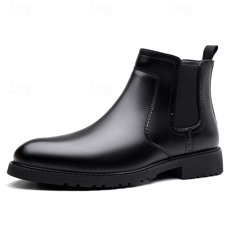 Homme Bottes Rétro Marche ancien Quotidien Cuir PU Confortable Bottes Mi-Mollet Mocassin Brun foncé Noir Printemps Automne de 2025 ? $54.99 –P11