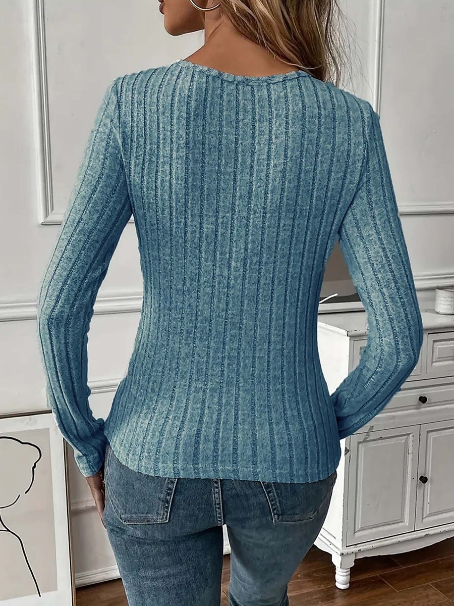 Per donna Blusa Pizzo Patchwork Tinta unica Elegante Essenziale Casual Manica Lunga Girocollo Top Regolari Quotidiano Nero Bianco Rosa Viola Grigio Primavera Autunno Inverno del 2026 a $21.99 –P14