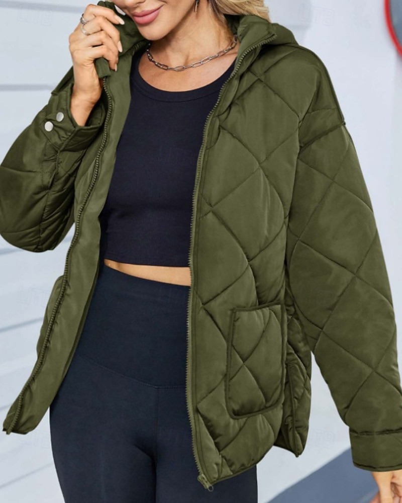 Mulheres Casaco de inverno Casaco com capuz Manter Quente Confortável Zíper Bolsos Hem irregular Casual Tecido Férias Casual Roupa Diária Final de semana Longo Com Capuz Normal Manga Longa agasalhos de 2025 por $65.99 –P9