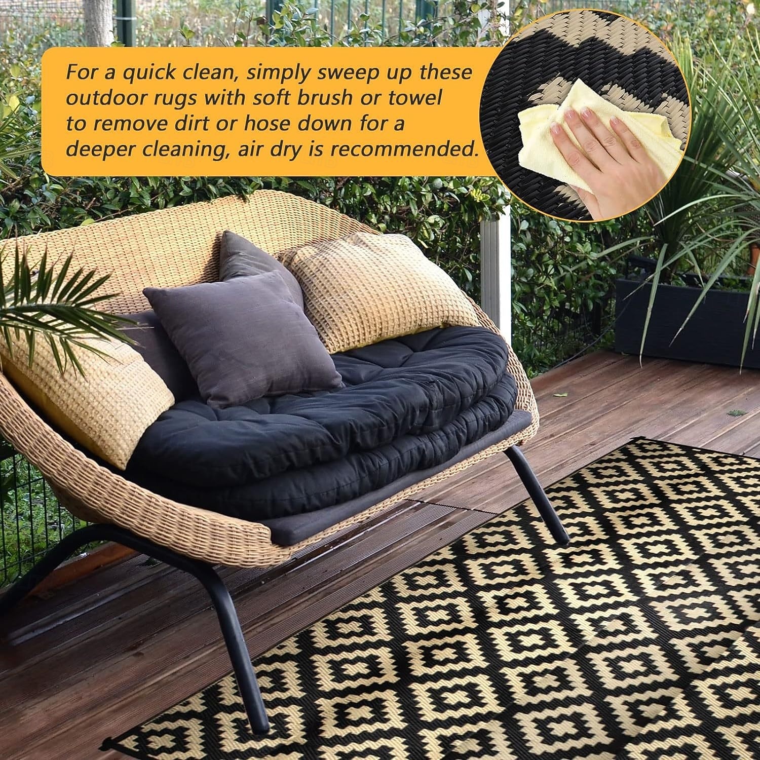 מחצלת חוץ עם דוגמא מודרנית, מחצלת פלסטיק עמידה לסיפונים, אתרי קמפינג, סיפוני בריכה &קרוואן 2026 - $48.99 –P7