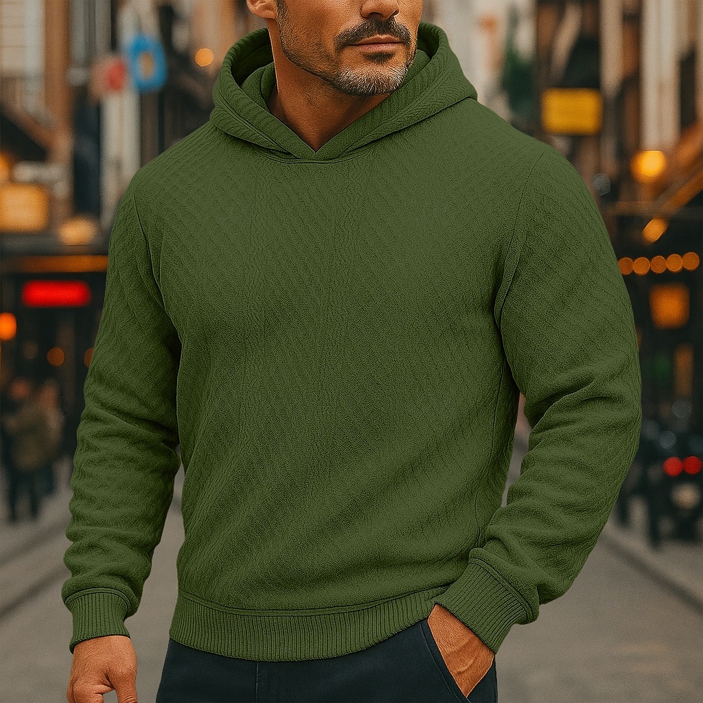 Men's Hoodie Pullover Hoodie Sweatshirt Black White Army Green Khaki Gray Hooded Plain Textured Sports & Outdoor Casual Daily Streetwear Cool Sportswear Spring &  Fall Clothing Apparel Hoodies 2026 - $24.99 –P5