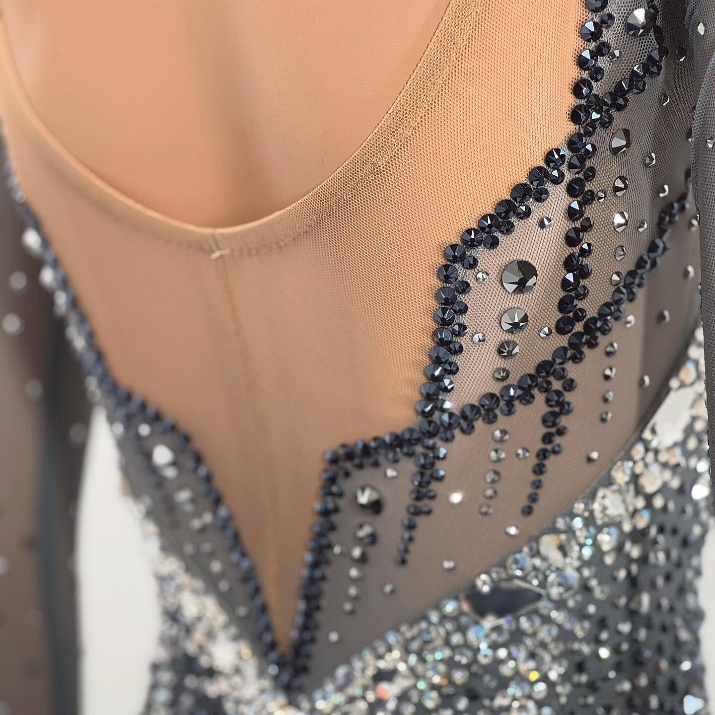 Figure Skating Dress Women's Girls' Ice Skating Dress Black Patchwork Open Back Mesh High Elasticity Training Competition Skating Wear Classic Crystal / Rhinestone Long Sleeve Ice Skating Figure 2026 - $294.19 –P3