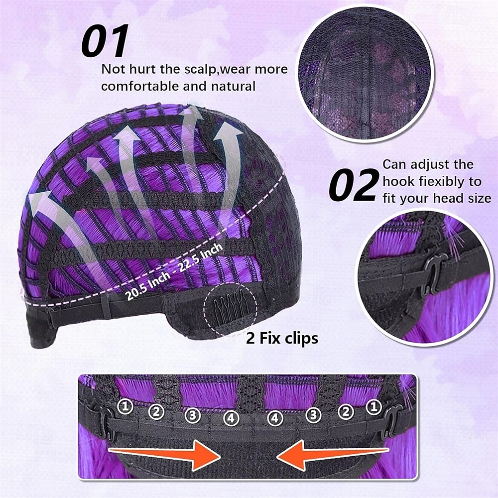Purple Bob Wig With Bangs Short Straight Dark Purple Bob Wigs for Women Shoulder Length Heat Resistant Synthetic Flat Bang Wigs for Daily Party Cosplay Halloween or Fun 2026 - BHD 6.49 –P8