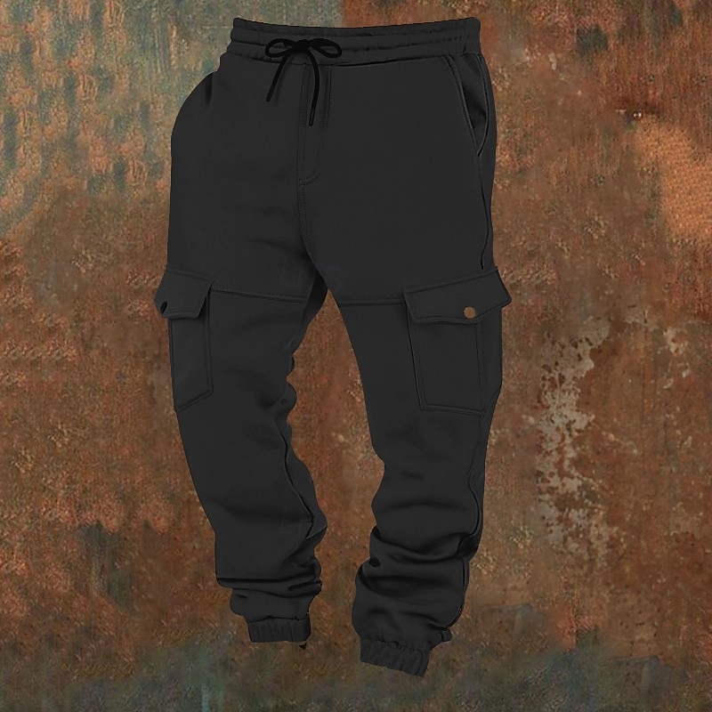 Hombre Pantalones de Deporte Pantalones de lana Persona que practica jogging Pantalones Pantalones de invierno Correa Bolsillo Cintura elástica Plano Comodidad Templado Deporte Diario Moda Casual 2026 - $20.99 –P2