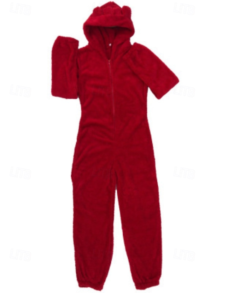 Damskie Normalny Kombinezon Moda miejska Jednokolorowe Długi rękaw Kaptur Zamek Urlop Codzienny Luźna Czarny Wino Czerwony Jesień 2025 - $34.99 –P3