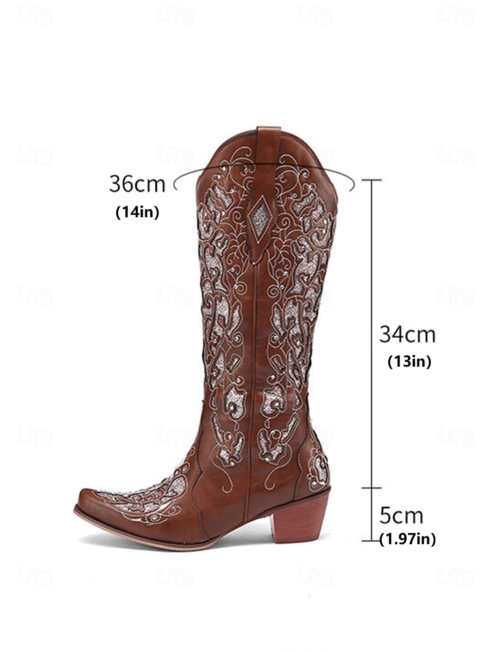 cizme de cowboy de epocă western de damă, împodobite cu strasuri, design din piele brodat pentru nunți și ocazii speciale 2025 - $84.99 –P2