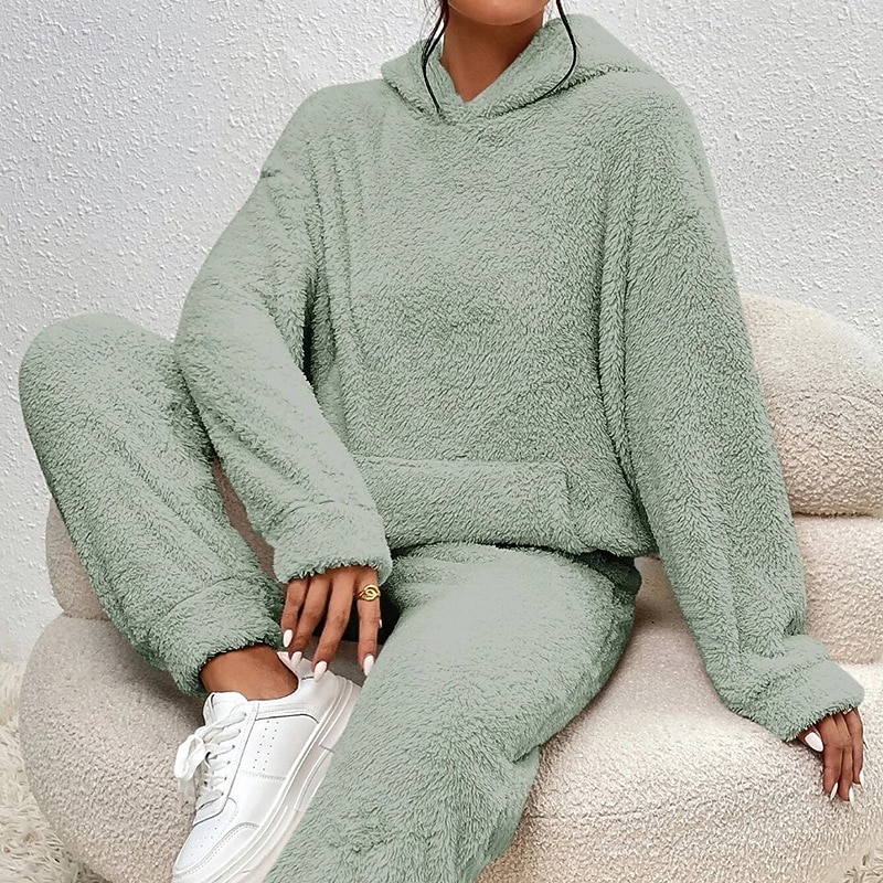 نسائي بدلة رياضية من قطعتين هودي صالة مجموعات بدلات رياضية لون سادة أطقم ملابس رياضية خريف & شتاء أسود أبيض الصالة الرياضية الخارج ركض كم طويل رياضة ألبسة رياضية مرن نسبياً عادي 2026 - $42.99 –P5