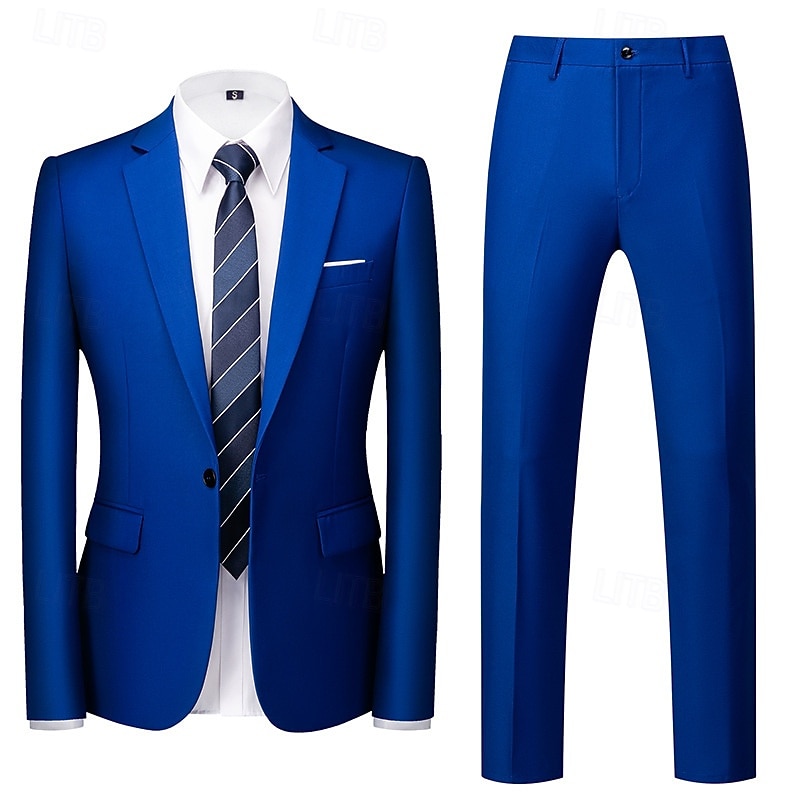Homens Blazer Fato O negócio Coquetel Festa de Casamento 2 Peças Moda Casual Primavera Outono Poliéster Tecido Bolsos Botões Confortável Não Trespassado Jaqueta esporte Amarelo Escuro Cinzento Escuro de 2026 por $112.99 –P7