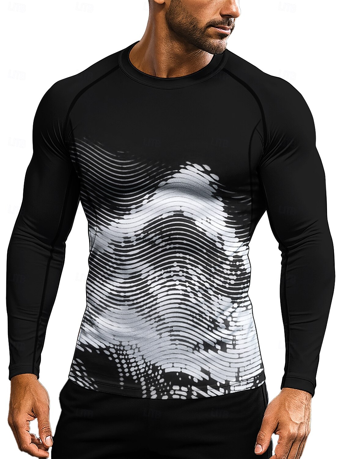 Муж. Футболка для бега Спортивная рубашка Фитнес-рубашка Рубашка тренировки Беговой верх Длинный рукав Футболка Футболка Абстракция UPF 50 Устойчивость к УФ Мягкий Впитывает пот и влагу 2026 - $20.99 –P4