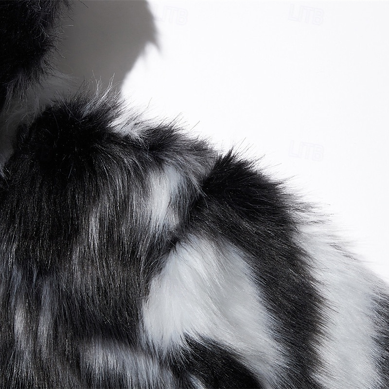 Męskie Kurtka zimowa Zwykła kurtka Płaszcz ze sztucznego futra Urlop Codzienny Keep Warm Kieszeń Trykot Zima Wzór w panterkę Moda Moda miejska Kaptur Regularny Czarny Kurtki 2026 - $75.99 –P5