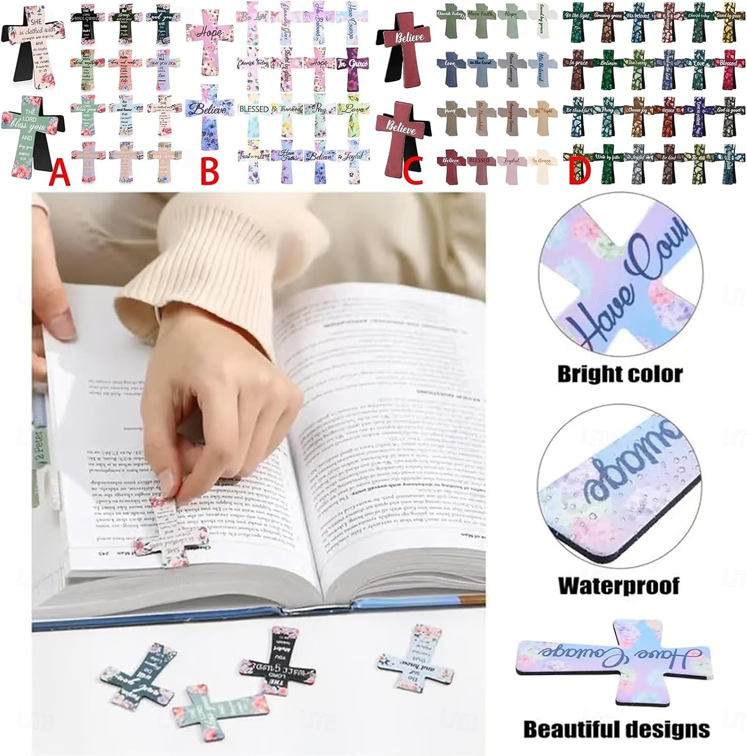 Marcadores magnéticos con forma de cruz (12, 16 y 24 unidades), ideales para el estudio bíblico, lectores, profesores y estudiantes. 2025 - $9.99 –P5