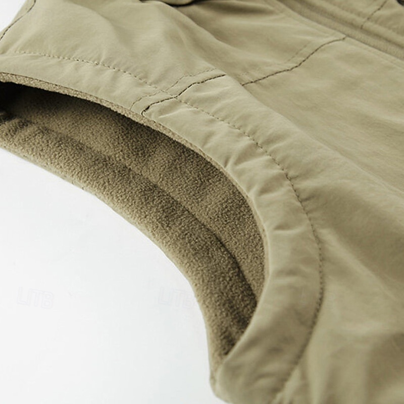 Herren Weste Gilet Angelweste Urlaub Täglich Date Mode Lässig Herbst Winter Tasche Polyester Warm Bequem Einfarbig Reisverschluss Stehkragen Normale Passform Schwarz Khaki Dunkelblau Grau Weste 2025 - $36.99 –P5