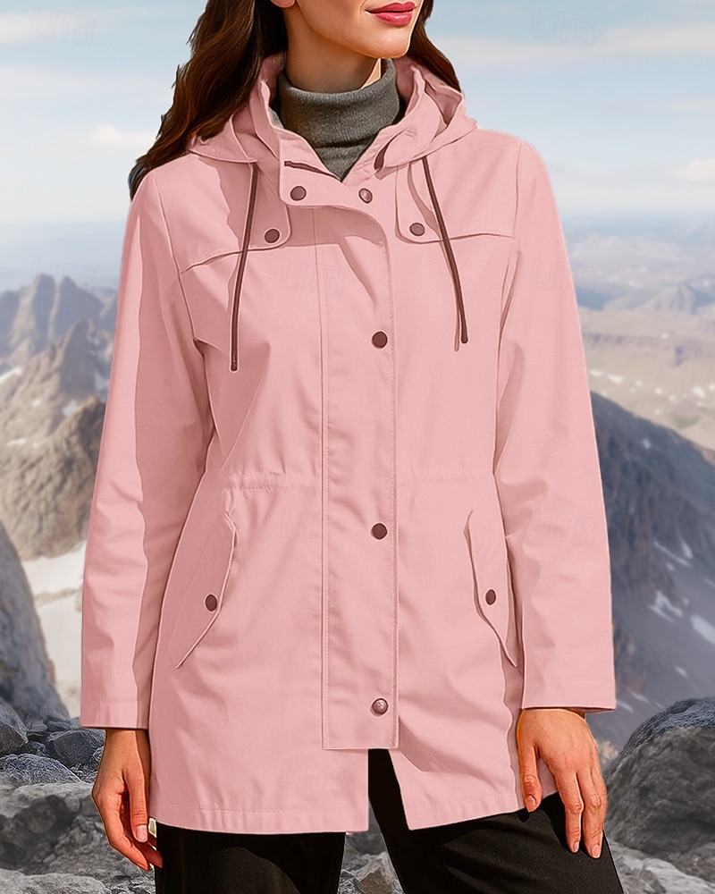 Damen Outdoorjacke Wanderjacke Regenmantel Außen Wasserdicht Winddicht Leicht Wanderoutfits Wanderbekleidung Frühling Herbst Jacke Jagd Klettern Camping / Wandern / Höhlenforschung Einfarbig Schwarz 2026 - $52.99 –P5