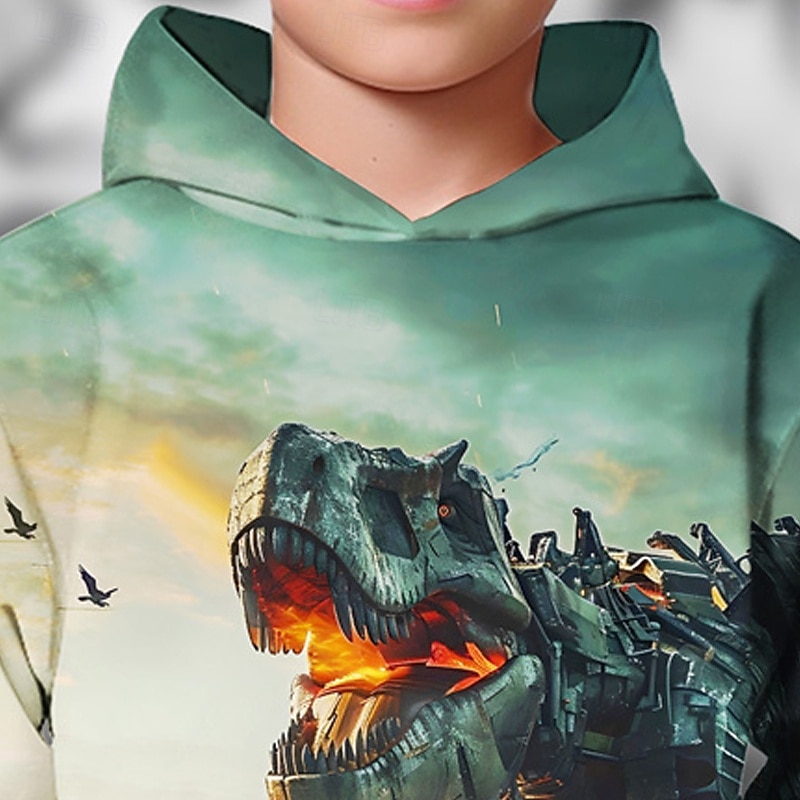 Halloween Pojkar 3D Dinosaurie Huvtröja Långärmad Vår Höst Mode Streetwear Barn 4-12 år Huva Utomhus Ledigt Dagligen Normal 2025 - $18.99 –P2