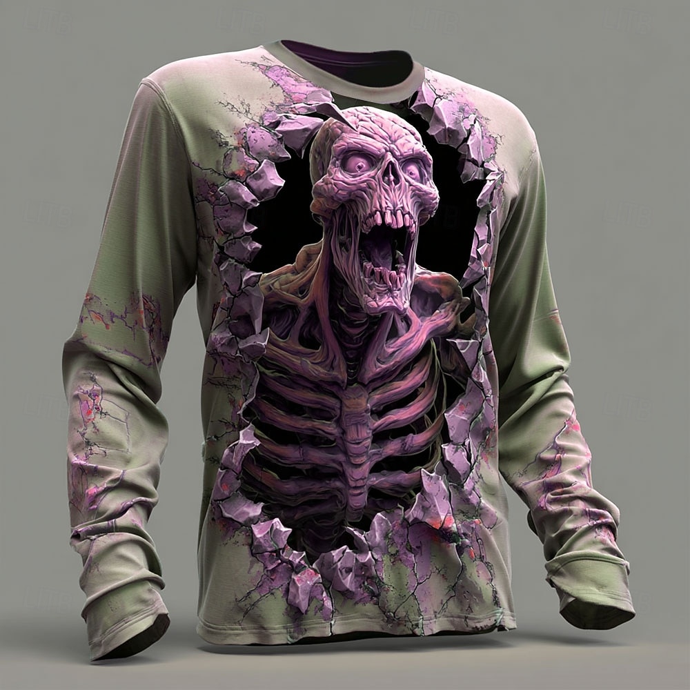 Mindszentek napja Férfi Zombik 3D Póló Hosszú ujj póló 3D nyomtatás Terített nyak Ing Divat Túlzott Utca Hétköznapi Napi zöld 1# zöld 2# Arcpír rózsaszín Nyár Tavasz Ősz Ruházat S M L XL XXL XXXL 2025 - $22.99 –P4