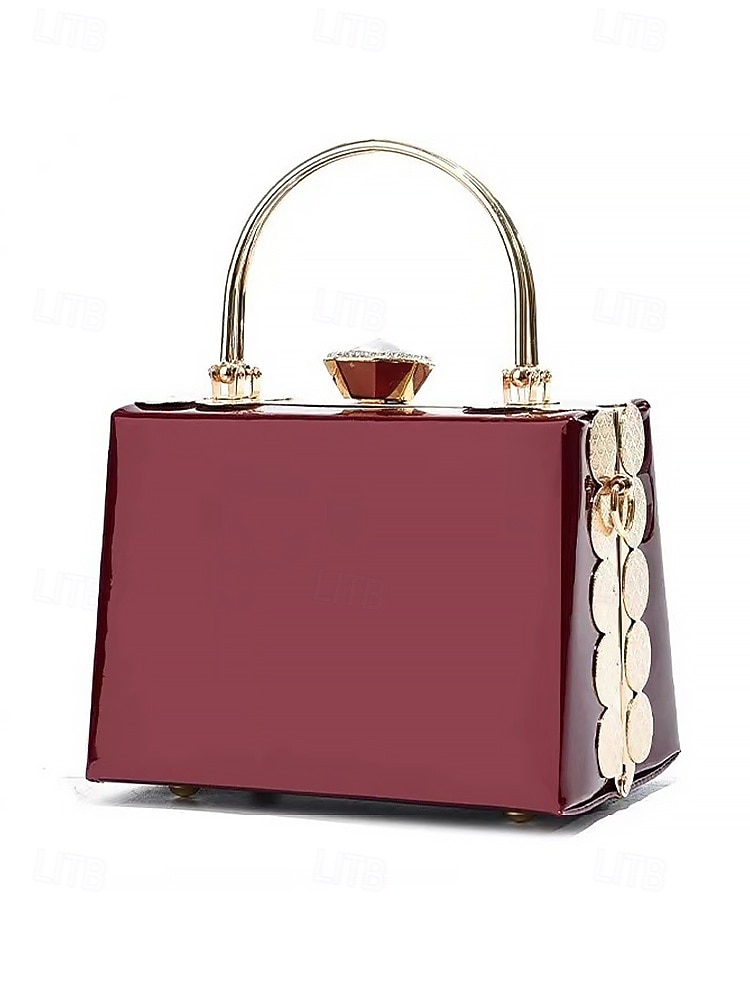 Women's Burgundy Patent Leather Evening Handbag with Gold Handle, Vintage Gatsby Style Purse for Cocktail Parties, Weddings and Formal Events 2025 - $26.99 –P6