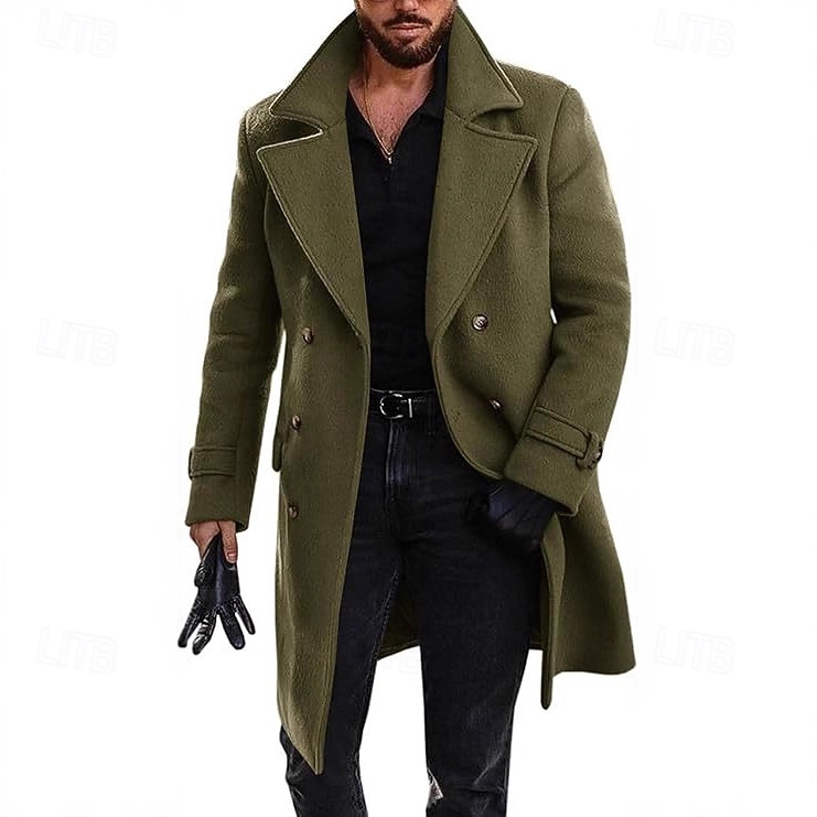 Muži Kabát Peacoat Dlouhý trenčkot Trenčkot Obchod Ležérní Podzim Zima Polyester Svrchní oděvy Oblečení Klasické Formální Bez vzoru Klasické klopy 2026 - $57.99 –P3