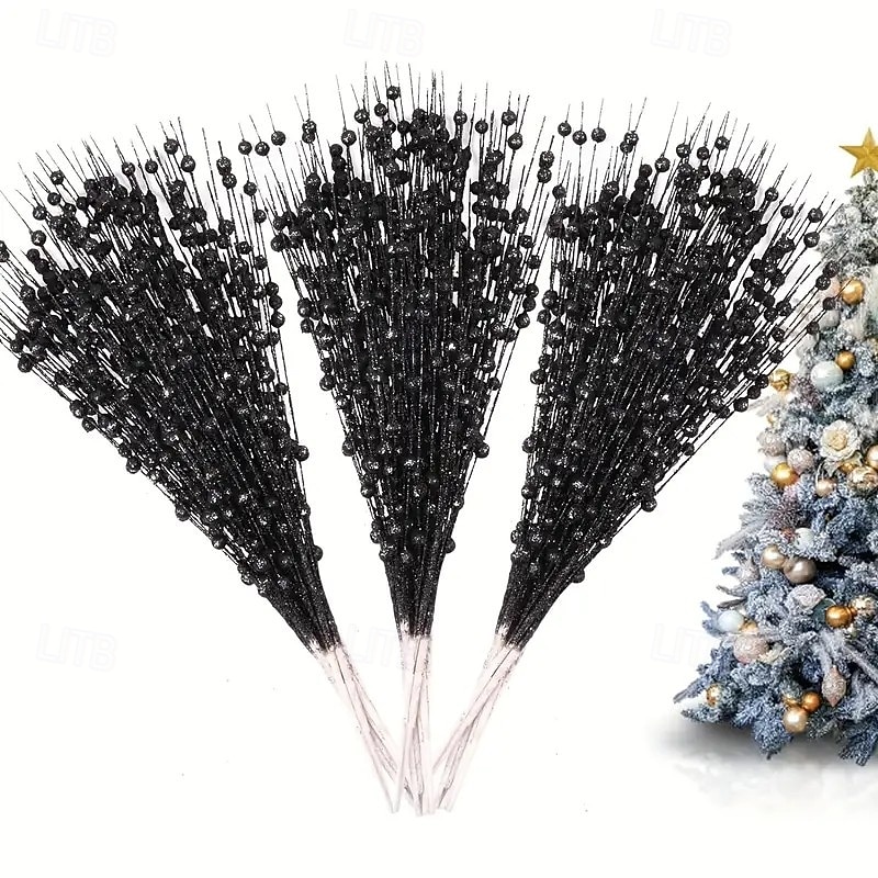 15 db karácsonyi csillámos dísz, arany csillogó golyók és fényes bogyók, műpisztácia karácsonyfára, ünnepi parti dekoráció 2025 - $24.99 –P3