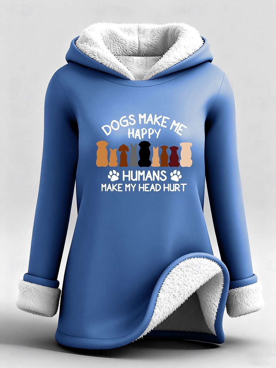 Damen Kapuzenpullover Druck Grafik Buchstabe Warm Lässig Sherpa-Fleece Langarm Mit Kapuze Normale Oberteile Lässig Straße Alltagskleidung Blau Schwarz Rosa Dunkelpink Rote Herbst Winter 2026 - $31.99 –P7