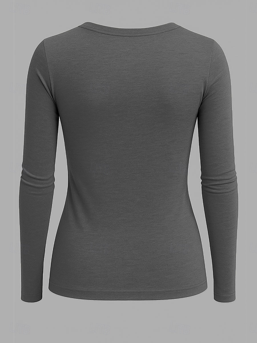 Dámské Tričko Grafika Písmeno Vinobraní Módní stylové Dlouhý rukáv Tričkový Kulatý Běžné topy Denní Víkend Tisk Černá Rubínově červená Vodní modrá Šedá Jaro Podzim 2025 - $22.99 –P2