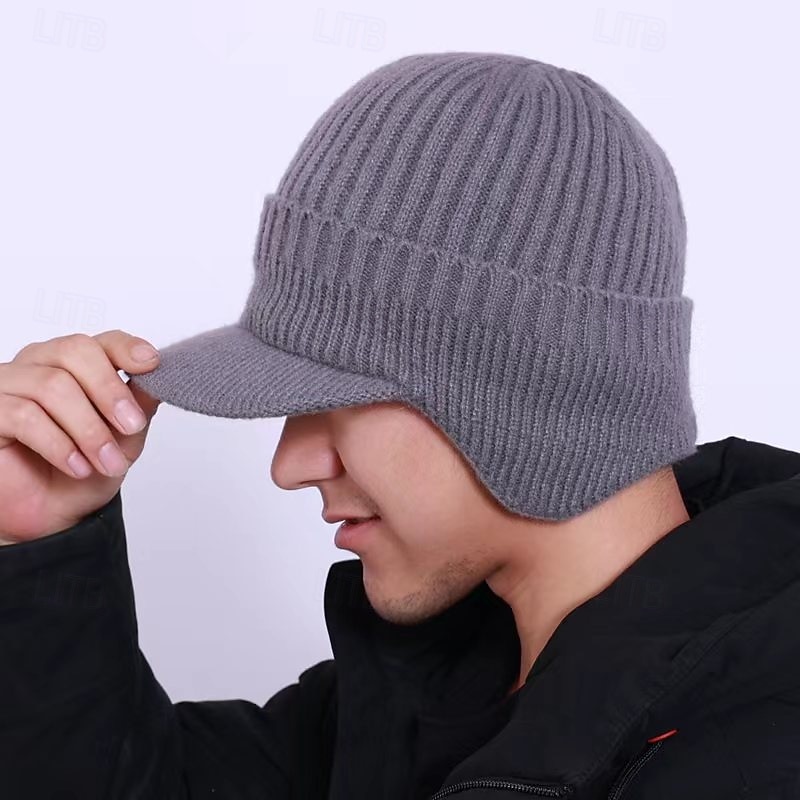 berretto lavorato a maglia con protezione per le orecchie, elastico e caldo, per equitazione all'aperto, berretto invernale da uomo con fodera in pile, cappello di lana caldo e spesso, berretto del 2026 a $11.99 –P6