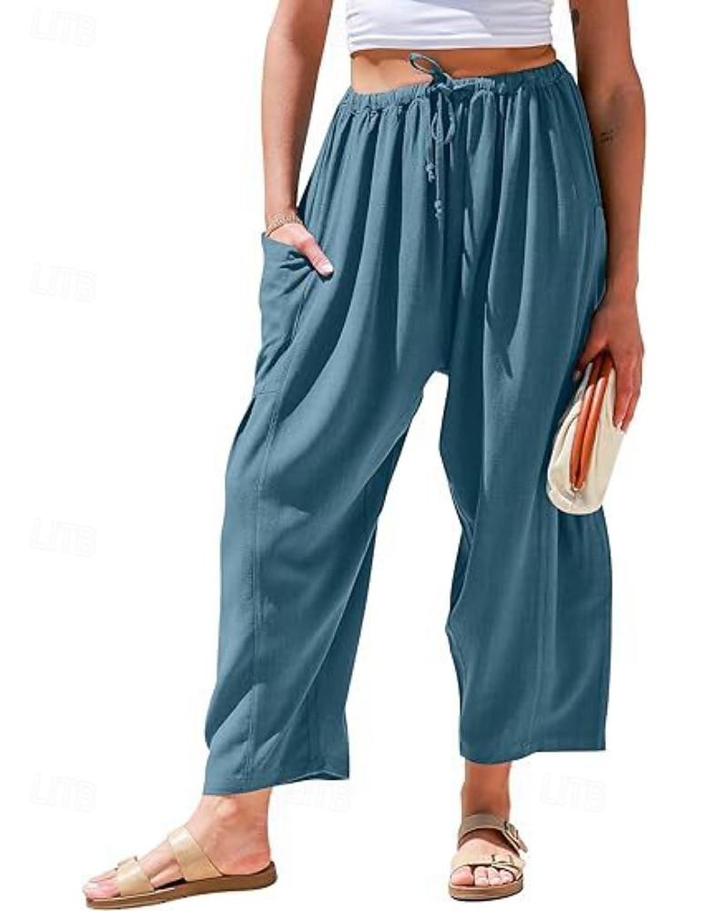 Per donna Gamba larga Chinos Streetwear Casual Lunghezza intera Vita media Semplice Coulisse Tasca Confortevole Micro-elastico All'aperto Vacanza Streetwear Rosso scuro azzurro cielo Nero Bianco del 2025 a $24.99 –P11