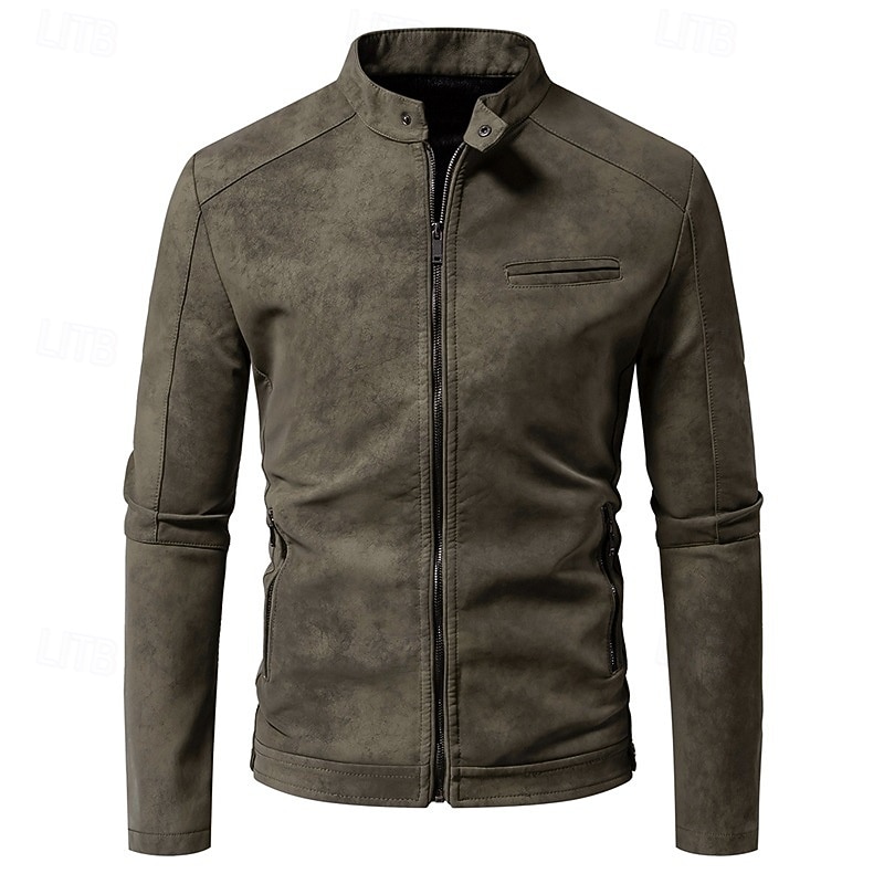Per uomo Giacca in Ecopelle Giacca da Biker Giacca da Moto Vacanza Quotidiano Antivento Caldo Tasca Autunno Inverno Semplice Moda Classico Collo alla coreana Regolare Nero Marrone Verde Giacca del 2025 a $58.99 –P9